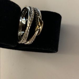 David yurman sterling & 18k crossover x ring s7